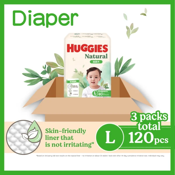 Huggies Natural好奇天然透氣紙尿片大碼 40片 x 3包 (原箱)
